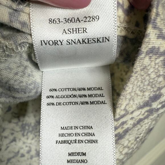 Rails Asher Snakeskin Short Sleeve Tee Women M Ivory‎ Animal Print Boho - Picture 4 of 6